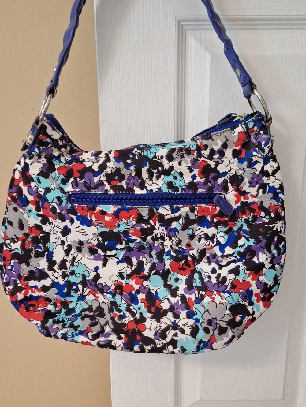 ELLE Multicolor Floral Shoulder Bag with Purple Trim - Picture 3 of 14